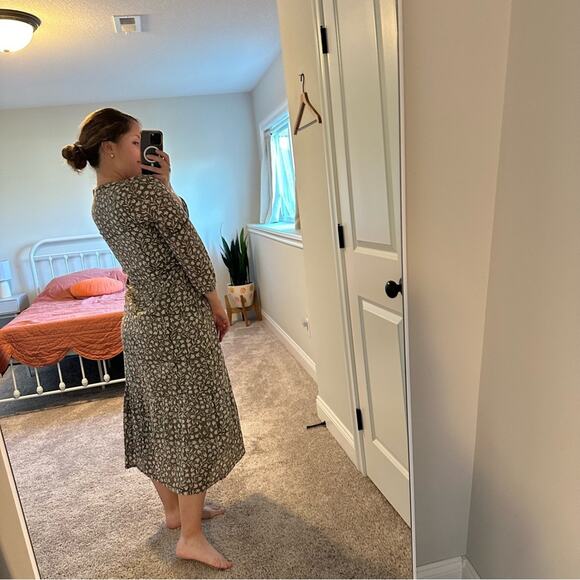 Emerson Fry India Collection Green Floral Cotton Long Sleeve Maxi Dress Medium - Picture 3 of 16